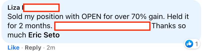527 - Lisa made 70% from OPEN in 2 months