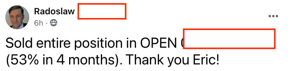 530 - Rado made 53% from OPEN in 4 months
