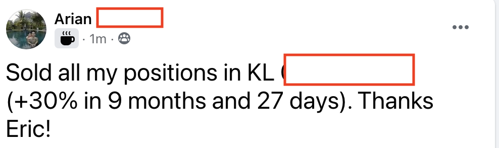 536 - Arian A made 30% from KL in 9 months