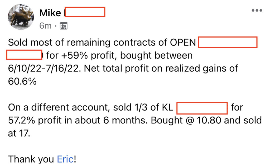 538 - Mike made 57% from OPEN in 6 months