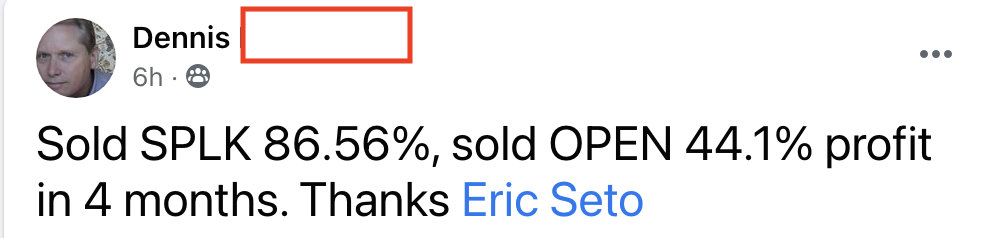 545 - 546 - Dennis made 86% from SPLK and 44% from OPEN