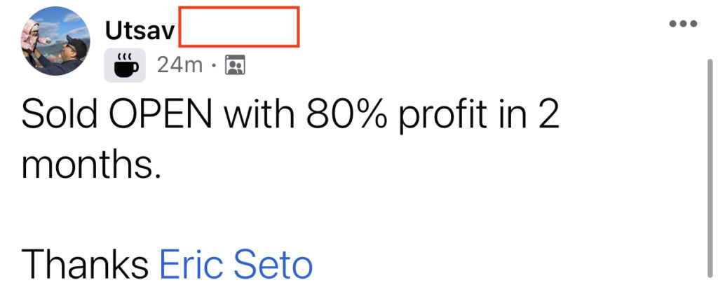 549 - Utsav made 80% from OPEN in 2 months