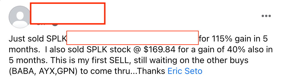 566 - Richard made 115% from SPLK in 5 months