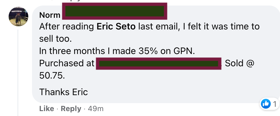 619 - Norm made 35% from GPN in 3 months