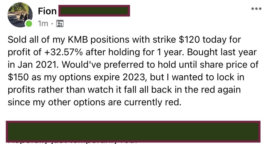 624 - Fion made 33% from KMB in 1 year