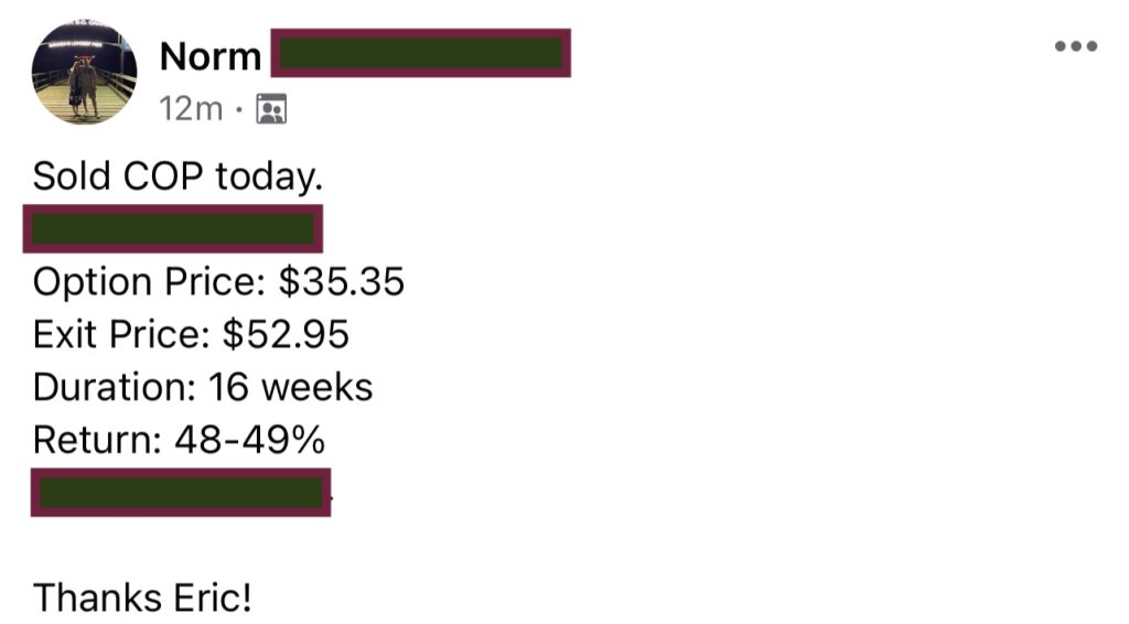 626 - Norm made 49% from COP in 4 months