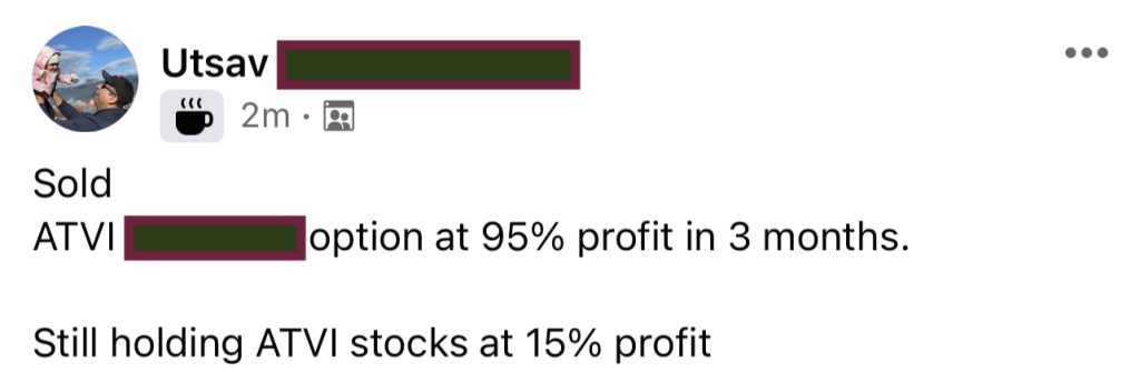 632 - Utsav made 95% from ATVI in 3 months