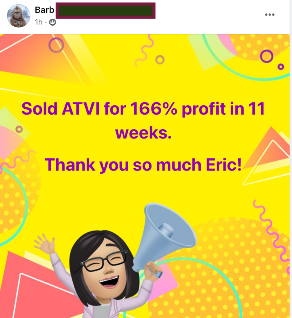 634 - Barb made 166% from ATVI in 3 months