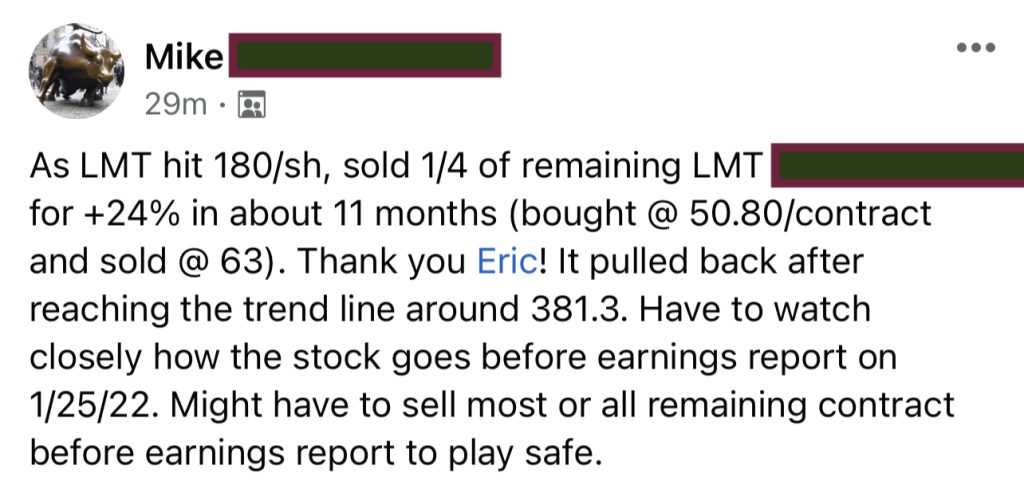 636 - Mike made 24% from LMT in 11 months