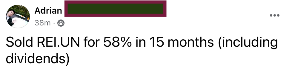 641 - Adrian made 58% from REI in 15 months