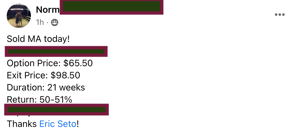 648 - Norm made 50% from MA in 5 months