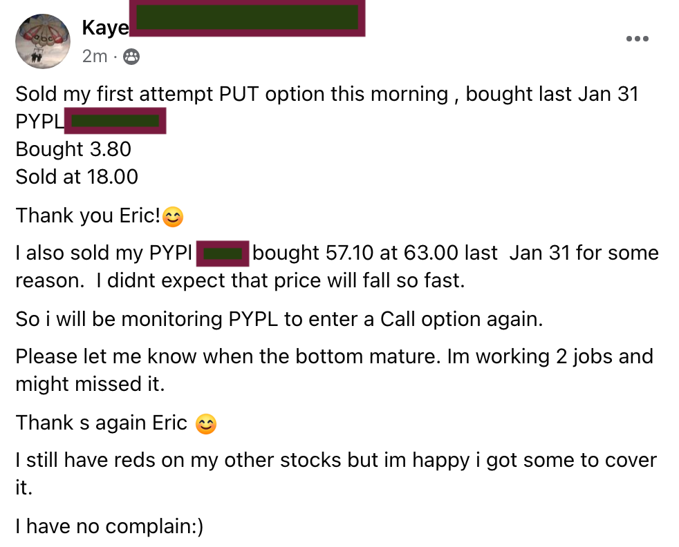 652 - Catherine made 373% from PYPL hedge put position in 1 month