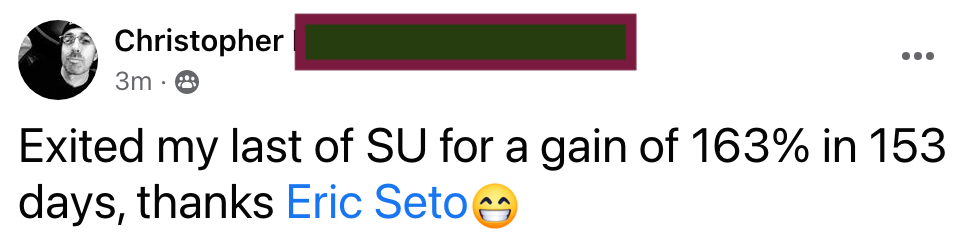 665 - Chris D made 163% from SU in 5 months