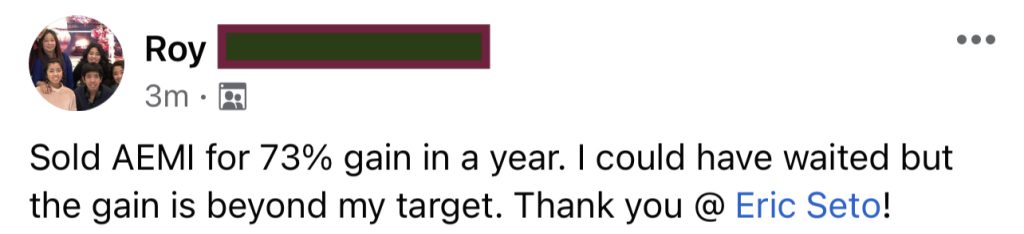 684 - Roy made 73% gain in 1 year from AEM