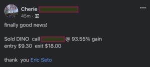 698 - Cherie made 93% from DINO in 11 months 698 - Cherie made 93% from DINO in 11 months